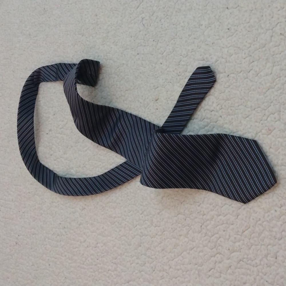 Villa Ponti Brown/Light Blue Stripe Silk Tie (Made in Italy) - Picture 3 of 10